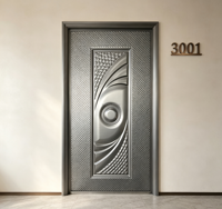 Panneau de porte métallique gaufré à motifs de luxe, vente en gros en vrac directement du fabricant, revêtement de porte d'entrée pour projets de construction résidentielle