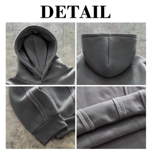 Sweat-shirt à capuche KingSen de haute qualité, doublé en polaire, 100% coton, coupe ample, épaules tombantes, couleur unie - Product Image 6