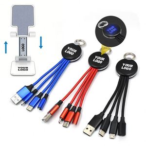 Wholesale Custom Led Logo <b>Usb</b> Type-C <b>3</b> in 1 Keychain Charging <b>Cable</b> Phone Charger <b>Cables</b> for Business Gift - Product Image 1