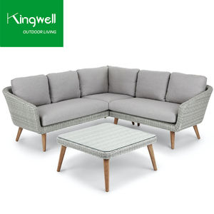 Divano <span class=keywords><strong>esterno</strong></span> di lusso moderno Set impermeabile vimini in Rattan con legno di Teak <span class=keywords><strong>per</strong></span> Patio giardino cortile soggiorno sala da pranzo Hotel Villa - Product Image 4