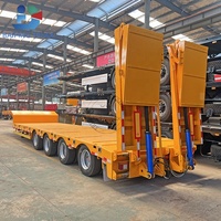 Maßgefertigter 4-Achs-Schwerlast-Tieflader-Sattelanhänger mit Hydraulischer Klapprampe für Bagger und Bergbauausrüstung