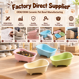 <span class=keywords><strong>Ciotola</strong></span> in Ceramica per Animali Domestici a Forma di Vasca da Bagno Personalizzata per Gatti e Cani, Colori Pastello con Quattro Piedini, <span class=keywords><strong>Ciotola</strong></span> Colorata in Ceramica per l'Alimentazione degli Animali Domestici, Vendita all'Ingrosso - Product Image 6
