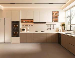 Modern Design Thermofoil Kitchen <b>Cabinets</b> with Moisture-Proof Wood Solid Wood <b>Cabinet</b> Doors & Drawers - Product Image 1