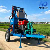 Foreuse mobile diesel pour puits d'eau de 150 m, machine hydraulique montée sur roues pour forage professionnel