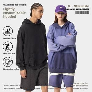 <span class=keywords><strong>Skye</strong></span> Vêtements pour hommes 420G Washed Dyed Sweatshirt American Retro Style Heavyweight 100% Cotton Trendy Brand DTG Printing Puff - Product Image 2