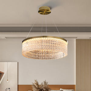 Lustre en cristal de lumière pendante d'anneau de cercle de luxe de LED avec le décor de baisse pour la lampe de taille moyenne de salle à manger de chambre à coucher - Product Image 2