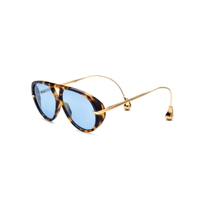 Gafas de sol tipo ojo de gato, montura completa de caparazón de tortuga, lentes de espejo azules, protección solar a la moda para mujer, para adultos - Product Image 1