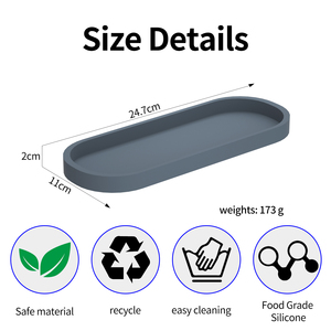 منفذ المصنع ، أسود غير لامع منظم كونترتوب مستحضرات التجميل طبق مجوهرات بيضاوي صينية زينة سوداء - Product Image 2