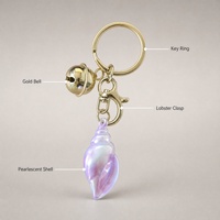 Porte-clés Coquillage Nacre Iridescente, Anneau de Clés Thème Océan Plage, Pendentif Breloque Sac avec Fermoir Mousqueton
