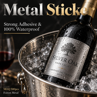 Autocollant métallique découpé à la forme, imperméable, pour bouteille de vin en verre et flacon de parfum cosmétique, fabricant direct, fournisseur en gros