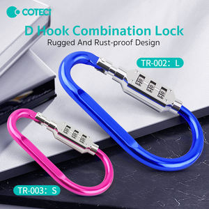 Verrou de casque de <span class=keywords><strong>moto</strong></span> COTECi avec crochet en forme de D et serrure à code, sécurité antivol, portable et sûr, crochet pour panier de voiture - Product Image 3