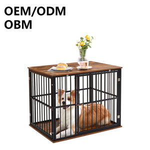 กรงสุนัขแบบทันสมัย ทำจากไม้และโลหะ ทนทาน ป้องกันความเสียหาย ดีไซน์ปลอดภัยและยืดหยุ่น ให้การป้องกันแบบแยกส่วน - Product Image 1