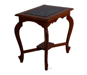 Mesa de Centro de Madera de Teca Premium con Patas Curvadas y Tapa de Vidrio para Sala de Estar, Elegante Mesa de Centro de Madera con Tapa de Vidrio Templado - Product Image 3