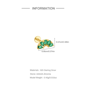 Aretes de Plata de Ley S925 con Circonita Verde para Mujer, Modelo CANNER - Product Image 6