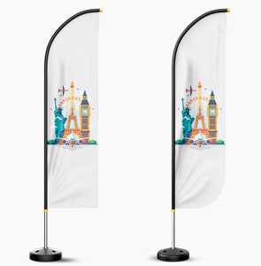 Servicio de diseño personalizado <span class=keywords><strong>Turismo</strong></span> de verano 110g Tela Impermeable Impresión UV Rectángulo Bandera de playa - Product Image 6