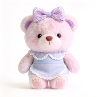 Nouvel Ours en Peluche avec Nœud Papillon Violet, Adorable Ours en Peluche avec Robe Bleue, Vente en Gros d'Ours en Peluche