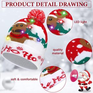 YACHEN Custom LED Light up Knitted Beanie Christmas <strong>Hat</strong> Colorful Flashing <strong>Holiday</strong> Xmas Supplies Christmas <strong>Hats</strong> with Led Lights - Product Image 4