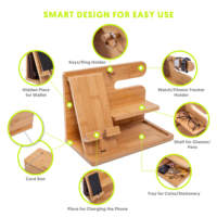 Organizador Multifuncional y Sostenible de Madera/Bambú para Llaves, Relojes y Celulares