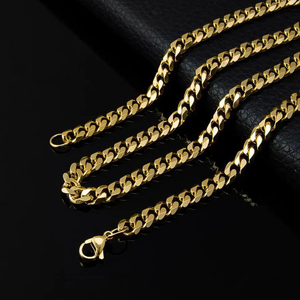 3mm 5mm 7mm 9mm joyería impermeable no deslustre 18K PVD chapado en oro de acero inoxidable <span class=keywords><strong>collar</strong></span> de cadenas de eslabones cubanos - Product Image 4