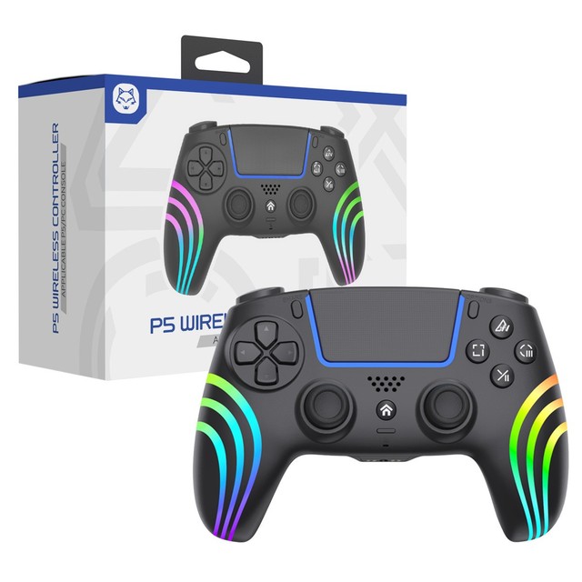For PC for PS5 Wireless Controller ABS Material Hall-Effect Triggers RGB Lighting Six-Axis Motion Vibration Built-In Microphone