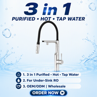 Robinet de cuisine extractible 3-en-1 avec capteur, filtration et eau chaude instantanée, double sortie, double tuyau, usage commercial et domestique, OEM