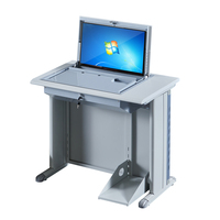 Bureau d'ordinateur moderne en bois pour une salle de laboratoire pour un/deux/trois étudiants Écran caché Utilisation polyvalente à l'école ou au supermarché