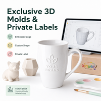Lot de tasses en céramique à personnaliser par sublimation, vierges, pour café, sans BPA, anti-fuite, compatibles lave-vaisselle, avec pinceaux, pour enfants