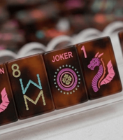 Jeu de tuiles de mahjong américaines en acrylique gravé, série Tortoise Happy, jeux de table, cadeaux de casino pour divertissement adulte
