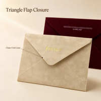 Enveloppes de luxe personnalisées en velours pour invitations de mariage, avec logo doré, bordeaux et crème, à rabat en V, pour cartes d'invitation