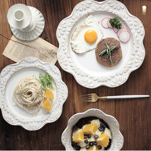 ชุดจานชามเซรามิควินเทจลายดอกเดซี่แบบนูน พร้อมหูจับสองข้าง สำหรับใส่ซุป ข้าว สลัด ผลไม้ เหมาะสำหรับชุดอาหารเย็น - Product Image 2