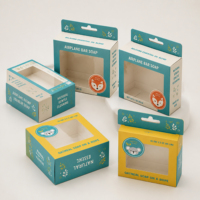 Boîte en papier kraft recyclé imprimée sur mesure avec impression dorée, emballage de présentation suspendu pour savon en barre, vente au détail