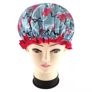QUIET GIRL bonnet de douche flamant rose imprimé de haute qualité bonnet de douche imperméable personnalisé réutilisable en satin avec élastique