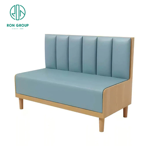 Muebles de Comedor para Cafetería, Mesas Largas de Madera para Cafetería, Silla de Cuero Gris y Conjunto de Asientos de Banco de Sofá Naranja para Muebles de Restaurante - Product Image 6