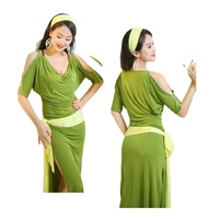 Vêtements de danse pour femmes 3 pièces Baladi Saidi Robe Hair Band Belt Costume Cotton Sexy Stage Dancewear Bellydance Fantasia