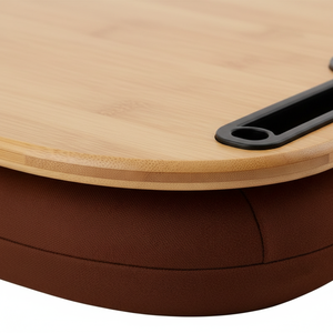 Bamboo <strong>Top</strong> PU Surface Portable Laptop Tray Table <strong>Lap</strong> Pad <strong>Stand</strong> with Pillow Cushion Tablet Slot Anti-Dust Mite Air-permeable - Product Image 2
