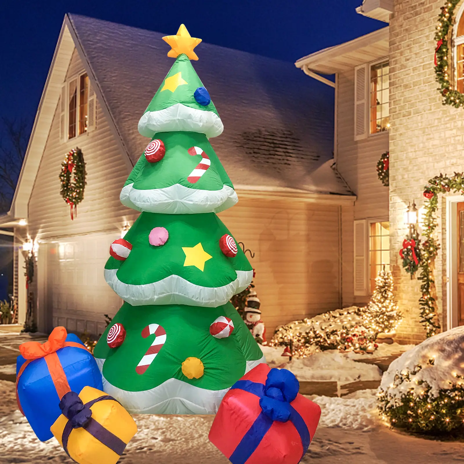 Outdoor Inflatable Christmas Tree 7ft Large Size Christmas Tree LED Lighting Blow Up Inflatable Christmas Tree Decoration