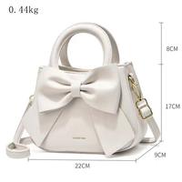 Sac à main décontracté pour femme, nouvelle collection printemps, en cuir PU avec nœud, fermeture éclair, doublure polyester, sac messager pour femme