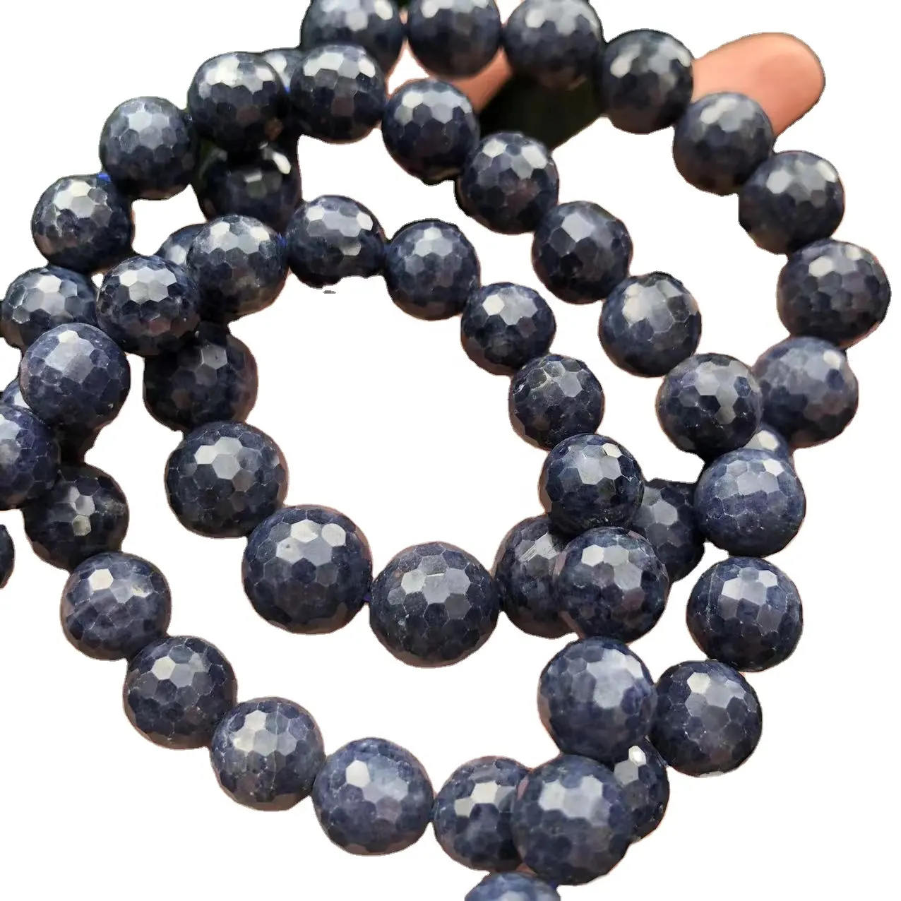 Pierres semi-précieuses rondes à facettes en saphir bleu véritable, pierres précieuses en vrac pour la conception de bijoux