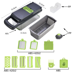 Picadora y rebanadora <span class=keywords><strong>de</strong></span> verduras multifunción 15 en 1, cortador <span class=keywords><strong>de</strong></span> cocina <span class=keywords><strong>de</strong></span> acero inoxidable, <span class=keywords><strong>rallador</strong></span> <span class=keywords><strong>de</strong></span> cebolla y patata, utensilios <span class=keywords><strong>de</strong></span> cocina para el hogar - Product Image 6