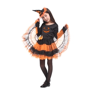 Nouvelle arrivée, robe de sorcière pour enfants pour fête d'<span class=keywords><strong>Halloween</strong></span>, costume coloré inspiré de films et de séries télévisées avec chapeau, ensemble de costume de cosplay en polyester - Product Image 5