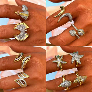 แหวนเพชร CZ ชุบทองสำหรับ CH-LHP1959แหวนทางศาสนาแหวนชุบทองปรับได้ขายส่งแหว<span class=keywords><strong>นก</strong></span>ว้างสำหรับ<span class=keywords><strong>นก</strong></span> CZ - Product Image 1