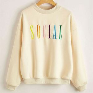 เสื้อสเวตเชิ้ตคอกลม แขนยาว ทรงหลวม ผ้าฝ้าย 100% ปักโลโก้ตามสั่ง สำหรับฤดูใบไม้ผลิ - Product Image 1
