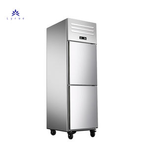 Venta caliente barato personalizado Vertical bebida 2 puertas enfriador <span class=keywords><strong>de</strong></span> acero inoxidable refrigerador <span class=keywords><strong>de</strong></span> doble temperatura - Product Image 1