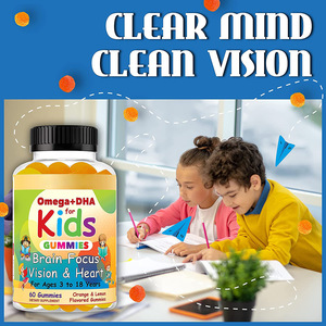 Gomitas de DHA para Niños, Suplemento de Aceite Omega 3, 6 y 9 para Niños, Apoya la Salud del Cerebro, la Visión y el Corazón, 60 Gomitas, Sabor Naranja y Limón - Product Image 5