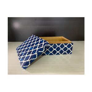 Moroccan Modern Design Handmade Luxury Eco-friendly Resin MDF Jewelry <b>Box</b> <b>Blue</b> Decorative Case Solid Pattern High Quality <b>Gift</b> - Product Image 1