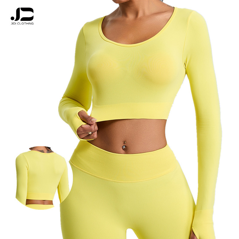 New Seamless Long Sleeve T-Shirt Yoga Wear Women Breathable Quick Drying Sportswear Women Outdoor Tight Fitness Wear Yoga Top