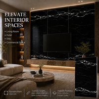 Panneau mural en PVC brillant MORLENX, imitation marbre veiné noir et blanc, effet fissures horizontales, pour projets commerciaux modernes