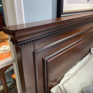 American Style Solid Wood Sleigh Bed 1.5-1.8m Mahogany Hand Carved Master Bedroom Furniture - Product Image 4