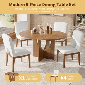 <span class=keywords><strong>TOPMAX</strong></span> Ensemble de table à manger moderne en bois extensible 5 pièces, design confortable et réglable, plateau amovible de 16,2 pouces pour petits espaces - Product Image 5
