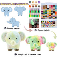 Animaux en peluche personnalisé tissu en peluche dégradé irisé 10cm 20cm jouet d'éléphant jouets d'animaux colorés en peluche sur mesure